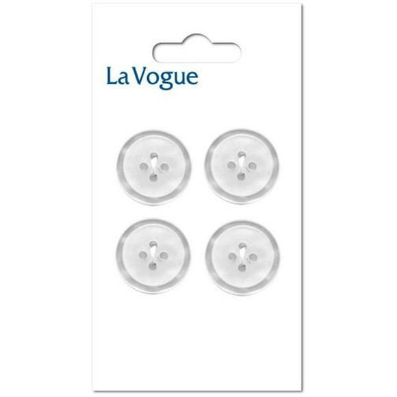 La Vogue 15 mm 4-Hole Button - White, La Vogue buttons and closures offer you the most fashionable and contemporary assortment of styles and colours.