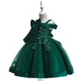 thumbnail image 4 of Toimothcn Kids Girl's Dresses Sleeveless Casual Solid Color Floral Wedding Dress Soft Lovely Princess Ballgown Comfy Girls Sundress 6-7 Years, 4 of 6