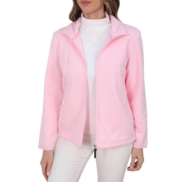 Lovzfmll Veste en Molleton pour Femme, Style Décontracté Coloré Full-Zip à Manches Longues Sans Capuche Rose, TG