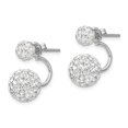 thumbnail image 6 of 925 Sterling Silver Rhodium-plate Set of 3 Mother of Pearl (MOP) / Crystal Front Back Earrings, 6 of 7