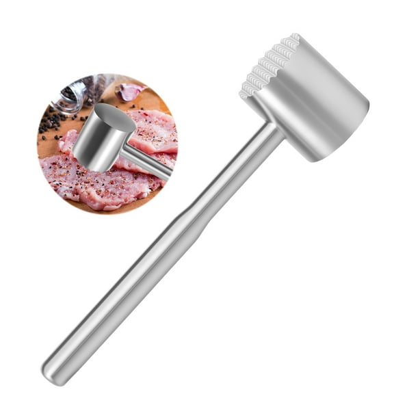 304 Stainless Steel Meat Mallet Dual Side Design Ergonomic Handle Non Slip Grip for Steak Tenderizing Home Kitchens