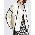 thumbnail image 4 of Women'S Contrasting Colors Cropped Jacket Casual Light Weight Fall Fashion Winter Coats Outerwear Trendy Clothes White S, 4 of 9