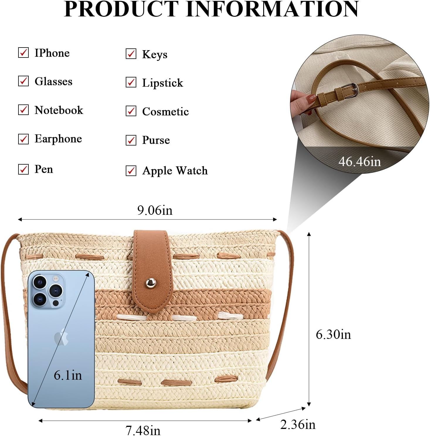 LinYooLi Female Cotton Blend Geometric Crossbody Handbags, Beige
