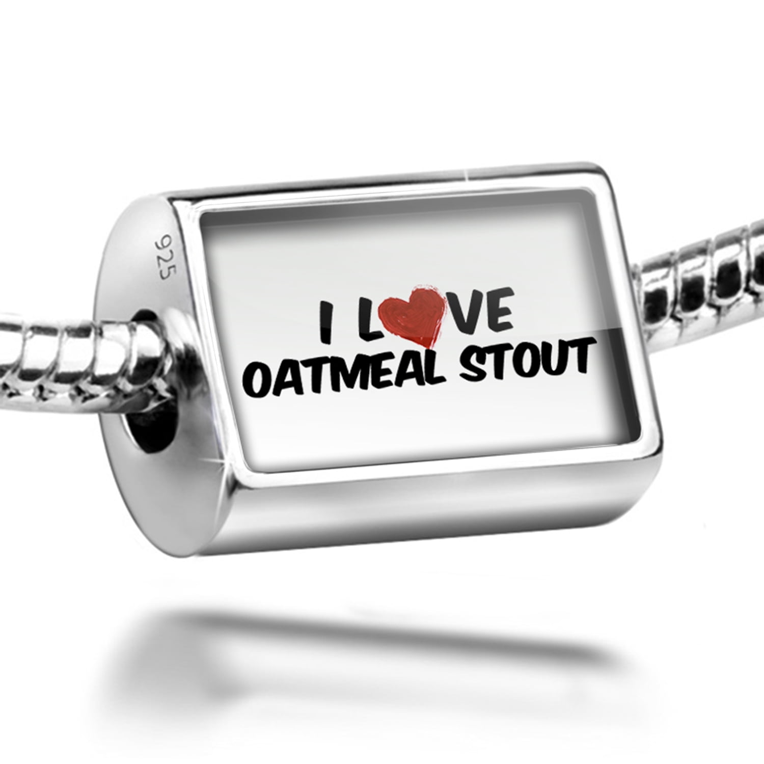 NEONBLOND Custom Charm I Love Oatmeal Stout Beer 925 Sterling Silver Bead 
