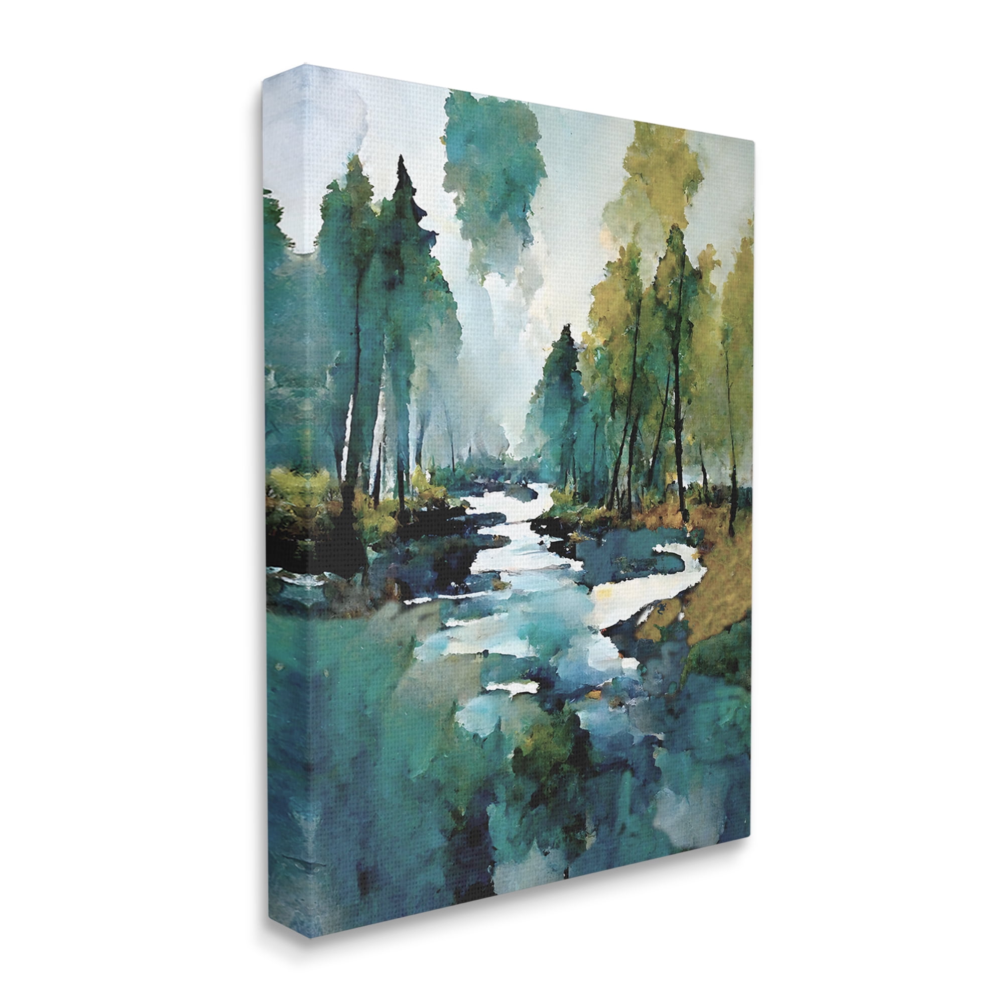 Stupell Industries Woodland Creek Painting Landscape Painting Gallery Wrapped Canvas Art Print Wall Art, 16 x 20
