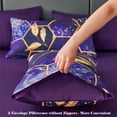 thumbnail image 6 of RYNGHIPY 3 PCS Comforter Set Twin Size Purple Gold Marble Bedding Set, Geometric Honeycomb Theme Decor Yellow Leaf Bedding Set, Modern Foil Print Bed Sets (Purple Twin), 6 of 8