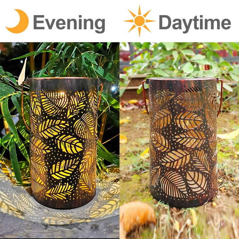 Solar Lantern Outdoor Hanging, Waterproof LED Solar Lights Retro Leaf Pattern Decorative Lamps for Garden Patio Tabletop, Warm/Cold White, Auto On/Off, (Leaf.) Solar Lantern Outdoor Hanging, Waterproof LED Solar Lights Retro Leaf Pattern Decorative Lamps for Garden Patio Tabletop, Warm/Cold White, Auto On/Off, (Leaf.)