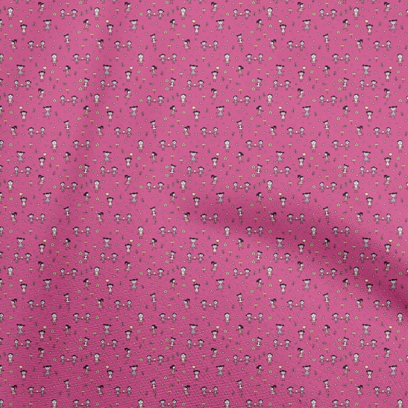 oneOone Cotton Poplin Pink Fabric Random Dress Material Fabric Print Fabric By The Yard 56 Inch Wide