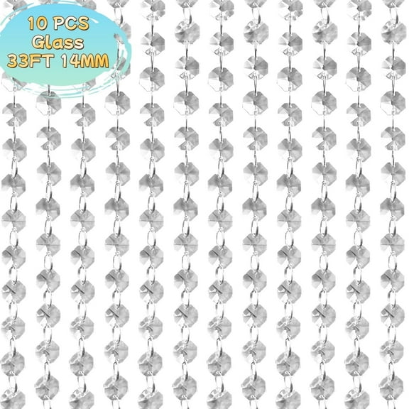 Glass Door Bead Curtains Crystal Chandeliers String Garland 14mm 33ft/10pack - Doorways Room Window Door Wall Bohemian Decor