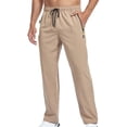 thumbnail image 3 of Zynoxe Men's Pants with Zipper Pockets Adjustable Drawstring Elastic Waist Straight Leg Pants Lightweight Breathable Quick Dry Waterproof Trousers Versatile Solid Color Outdoor Fishing Hiking Pants M, 3 of 6
