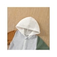 thumbnail image 5 of Newborn Baby Boy Clothes Color Block Long Sleeve Zipper Hooded Romper with Pocket Fall One Piece Outfits, 5 of 10