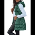 thumbnail image 3 of Chaleco para Mujer, Color Liso, Sin Mangas, con Capucha, para Invierno, Abrigo Acolchado. Verde 4XL, 3 of 6