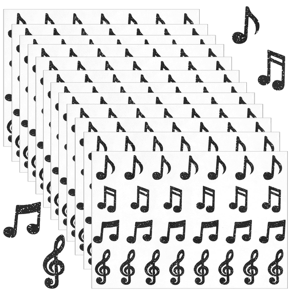 1080 Pcs Black Music Note Stickers, 4 Styles Self-Adhesive Waterproof Vinyl Decals for DIY Crafts & Teacher Rewards