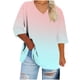 thumbnail image 2 of Heisall Womens Tshirts 3/4 Sleeve V-Neck Plus Size Loose Casual Print Daily Wear Fashion, 2 of 5