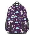 thumbnail image 3 of Unicorn and Rainbow Purple Pattern Backpack for School, Cute School Bag with Adjustable Shoulder Straps and Padded Back, 16.9"x12.6"x5.9", 3 of 5
