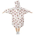 thumbnail image 2 of Wearable Blanket Hoodie for Kids Pink Bow and Brown Bear Flannel Hooded Blanket with Pockets and Sleeves Suitable for Boys and Girls, 2 of 7