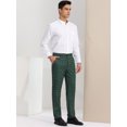 thumbnail image 4 of Pantalones de vestir a cuadros para hombre, corte regular, formales, de negocios, a cuadros verde azul marino S, 4 of 6