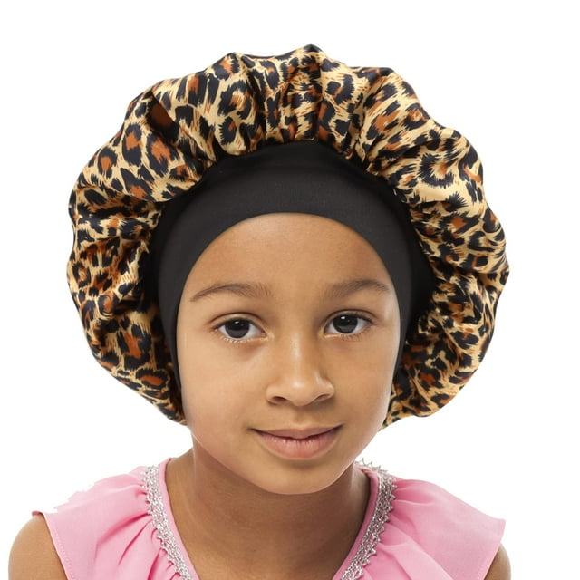 SENGTERM Gorro de Satén para Niños Gorro de Dormir con Banda Elástica Ancha de Doble Capa Gorro para Dormir Gorro de Noche Sedoso para niñas y niños pequeños