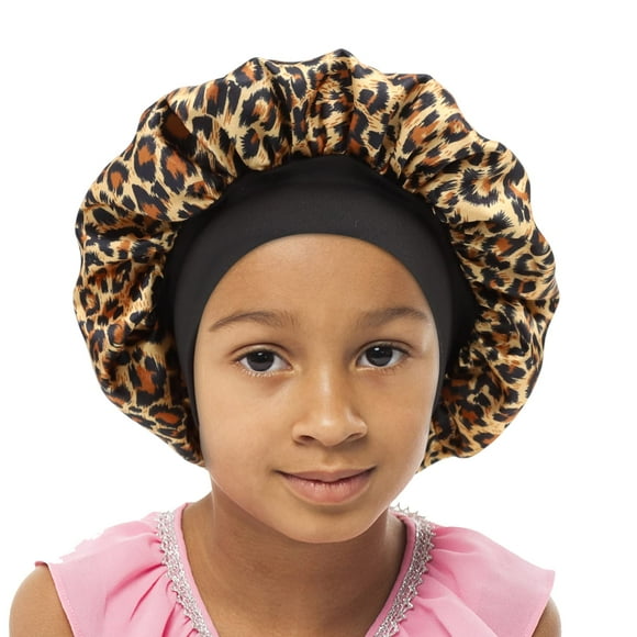 SENGTERM Gorro de Satén para Niños Gorro de Dormir con Banda Elástica Ancha de Doble Capa Gorro para Dormir Gorro de Noche Sedoso para niñas y niños pequeños