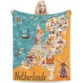 thumbnail image 6 of Map of Netherlands Blanket Dutch Landmarks Holland Food Windmill Blue Yellow Throw Blanket Decor Cozy Warm for Home Bedroom Sofa Office 50"x60", 6 of 6