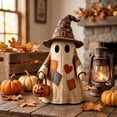 thumbnail image 6 of Vintage Halloween Decorations, Wooden Ghost Figurine Set with Patchwork Design, Spooky Halloween Decor for Fall Home Centerpiece,, 6 of 7
