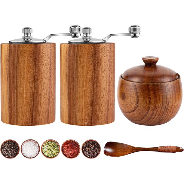 KissDate Manual Pepper Grinder, Refillable Salt and Pepper Mill with
