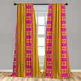 thumbnail image 5 of Ambesonne Ethnic Curtains, Traditional Ornaments, Pair of 28"x84", Hot Pink Yellow, 5 of 5