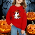 thumbnail image 1 of Chandail à Col Rond à Manches Longues pour Enfants, Décontracté et Tendance, Imprimé 2D d'Halloween, Rouge, 1 of 6