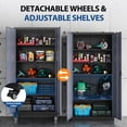 thumbnail image 5 of Fesbos Metal Storage Cabinet, 73" H Tall Steel Tool Cabinets with Wheels Lockable Doors and Adjustable Shelve, Black Gray Garage Cabinet for Home,Kitchen, Office, 5 of 10
