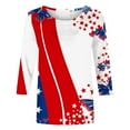 thumbnail image 4 of GERsome Womens 4th of July T-Shirts American Flag Patriotic Shirts Crewneck 3/4 Sleeve Loose Fit Summer Tops USA Flag Stars Stripes Graphic Tee S-5XL, 4 of 5