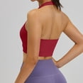 thumbnail image 3 of AUNVITO Women's Halter Neck Sports Bra with Removable Padding High Elasticity Breathable Yoga and Athletic Style, 3 of 8