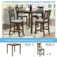 thumbnail image 3 of UHOMEPRO Dining Table Set for 4, Modern Counter Height Kitchen Table with 4 Upholstered Chairs, 5 Piece Solid Wood Dining Room Set, Farmhouse Kitchen Dining Table set of 4 for Home, Walnut Style B, 3 of 9