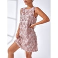 thumbnail image 5 of Pink Sequin Fringe Round Neck Sleeveless Glam Mini Dress, 5 of 5
