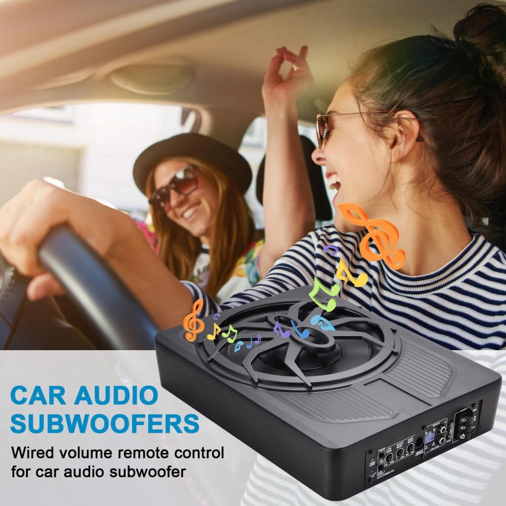 ZIHUI 10 Inch Micro Compact Amplified Subwoofer Enclosure for Small Vehicles with Amp and LED, Under Seat Car Subwoofer ,Active Powered Underseat Subs with Amp , External Bass Control, 800W
