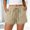 Khaki women's plus size shorts a1, variant on Cagogo Women's Cotton Linen Plus Size Shorts Elastic Waist Flowy Casual Beach Vacation Shorts Solid Boho Loose Regular Fit Summer Trousers, Green XL