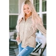 thumbnail image 4 of Women's Apricot Sequin Collared Bust Pocket Buttoned Shirt, 4 of 5