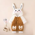 thumbnail image 2 of IVEYRTF Toddler Kids Bodysuit Cute Print Fleece-Lined Hooded Romper Zip Thermal Fall Winter Cozy Warm One-Piece Outerwear for Baby 1-2 Years(Coffee,3 Months), 2 of 6