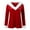 red, variant on IWRICH Christmas T Shirts for Women Xmas V Neck Trim Tees Casual Loose Long Sleeve Pullover Tops Red XL