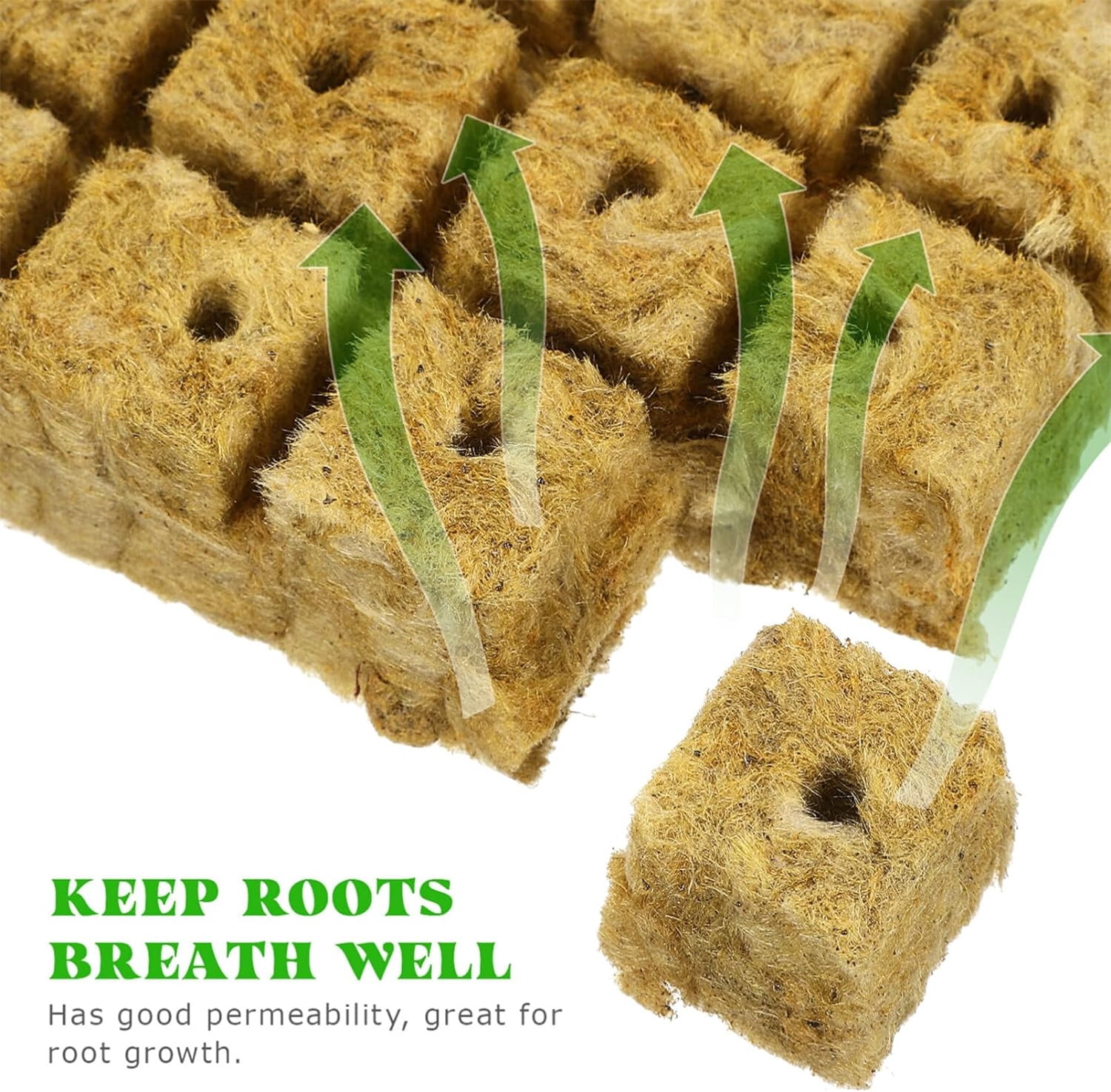 Bexikou 1.57" Rockwool Cubes for Hydroponics,Rockwool Starter Plugs for Starting Seeds,Rockwool Grow Cubes for Hydroponics Growing Systemm, Garden Supplies 2 Sheets of 100 Plugs