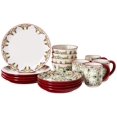 thumbnail image 1 of American Atelier 16-Piece Christmas-Themed Stoneware Dinnerware Set - Green/Red, 1 of 4