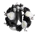 thumbnail image 3 of 40cm Halloween Wreath Simulation Rose Skull Wreath Hanging Decoration for Party, 3 of 3