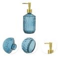 thumbnail image 5 of Unique Bargains 1 Pc Round Bottom Bamboo Grain Soap Dispenser 13.53oz Blue Gold Tone, 5 of 6