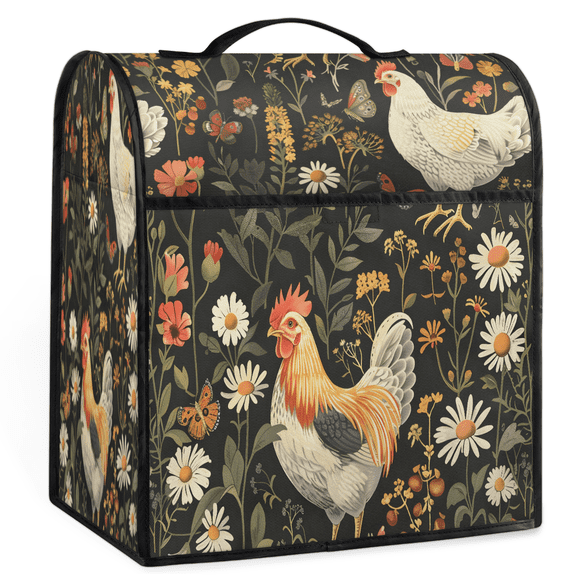 ADECORIVY Rooster Chicken Flower Stand Mixer Dust Cover with Top Handle for KitchenAid 6-8 Quart Bowl-Lift