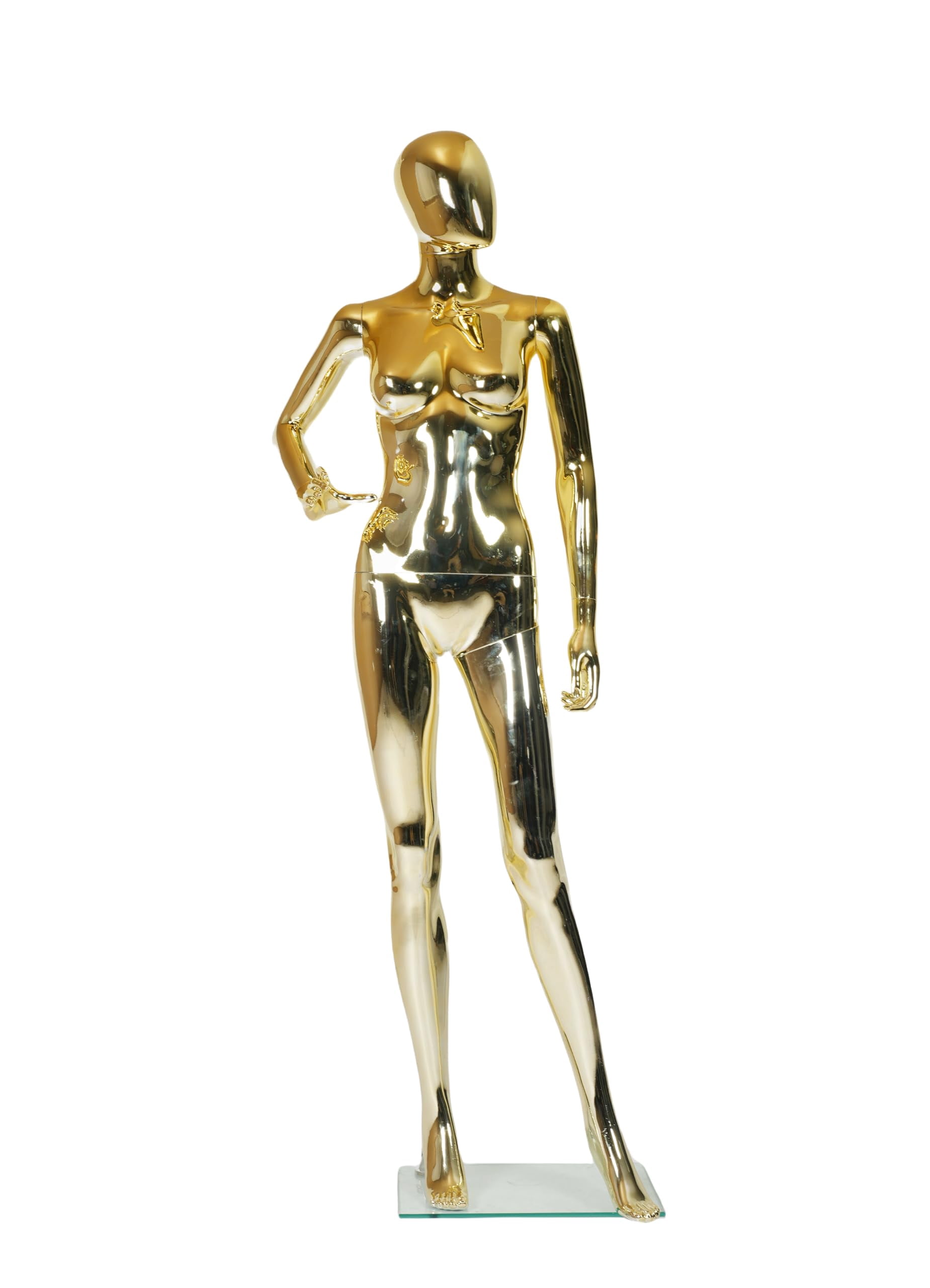 70 in Gold Female Mannequin Dress Form Display - Manikin Torso Stand Realistic Full Body Mannequin for Retail Clothing Shops