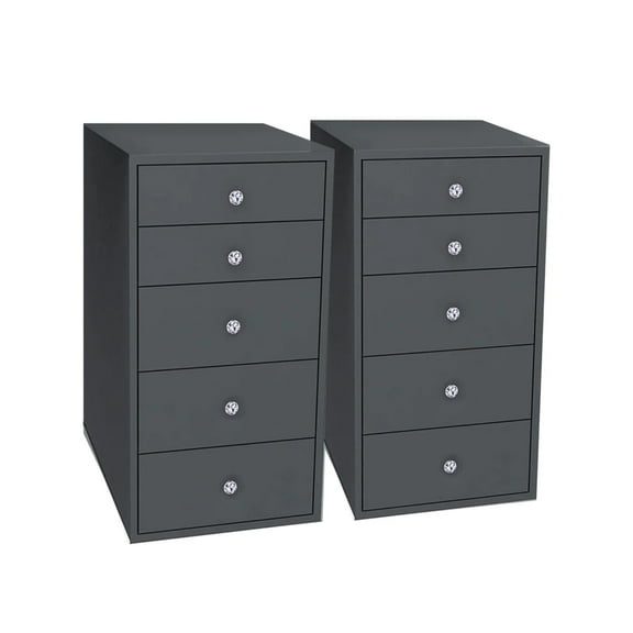 Impressions Vanity SlayStation 5 Drawer Makeup Vanity Storage Unit with Drawer Knobs (Charcoal)