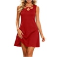 thumbnail image 4 of Noric Women's Sleeveless Dresses Casual Cutout Neck A-Line Swing Dresses for Summer Party Vacation Beach, 4 of 7