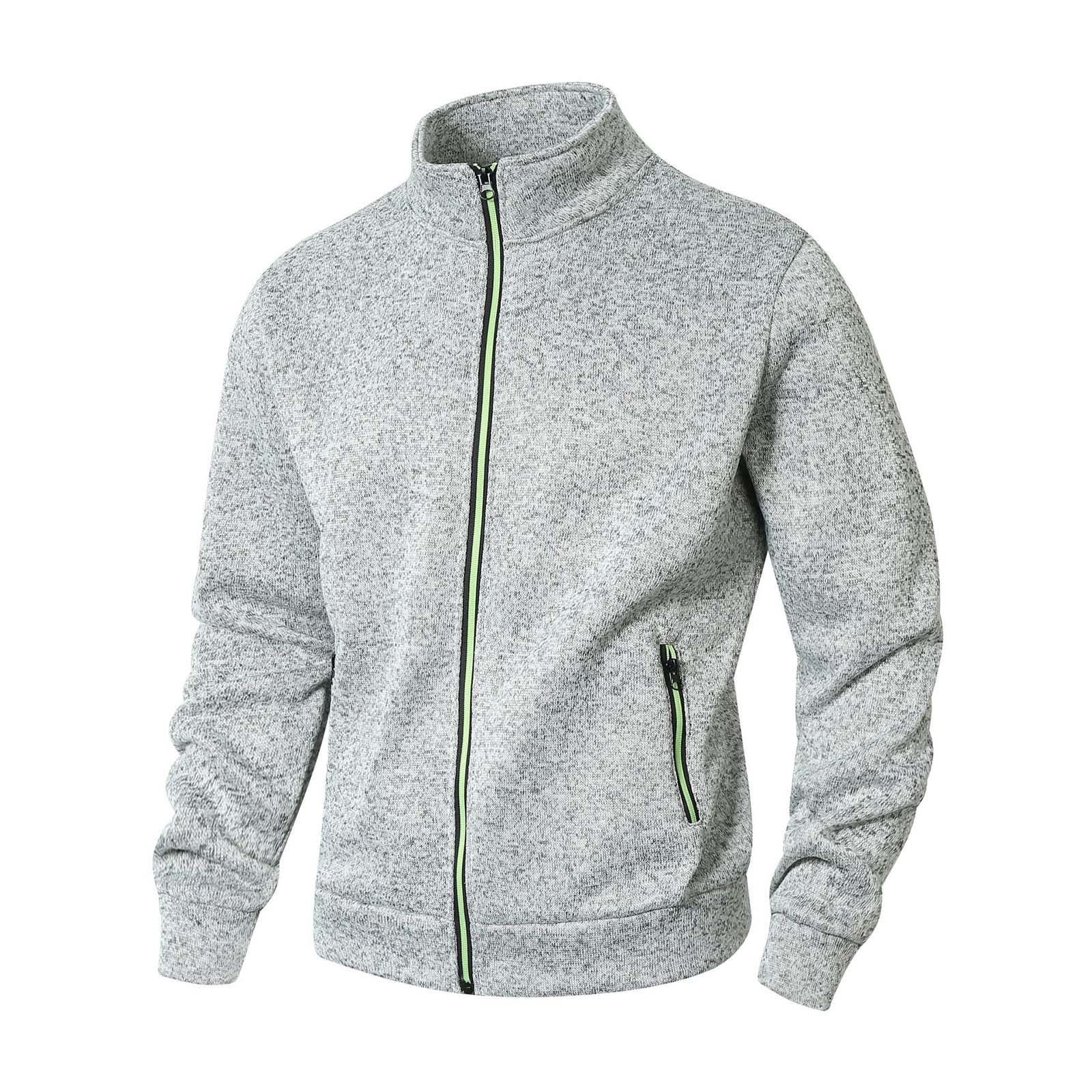 Xzbqbs Jacket for Men Casual Full Zip Up Stand Collar Sport Coats