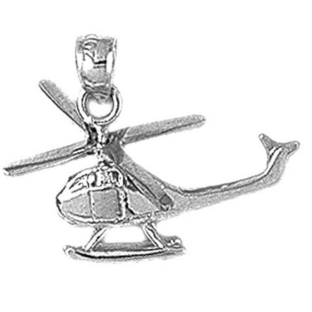 18K White Gold Helicopter Pendant - 18 mm