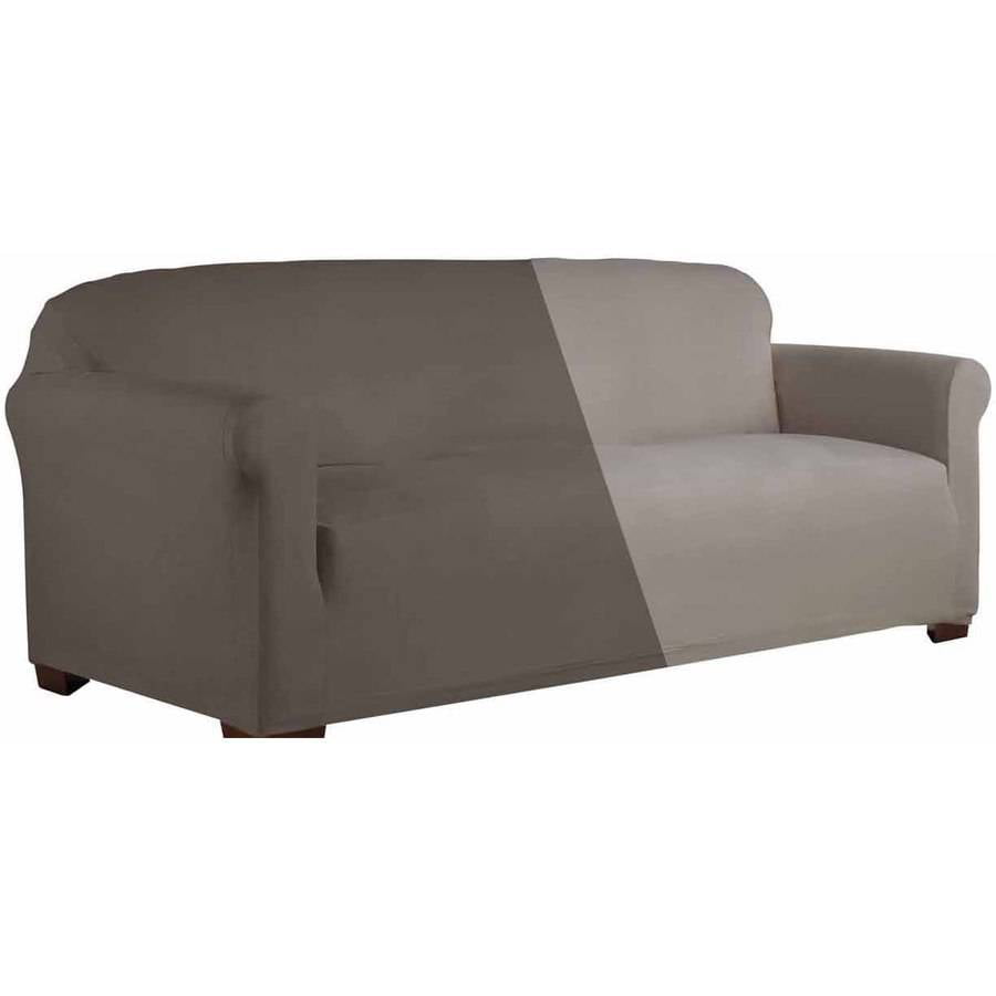 Serta Reversible Microsuede Stretch Fit Slipcover Sofa 1 Piece Box