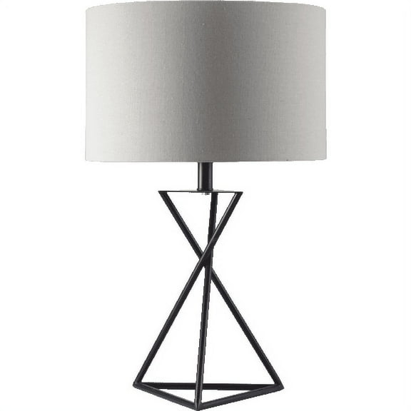 NEW Black Painted Metal X-Shape Base w/ Beige Fabric Shade 27" Table Lamp 31195